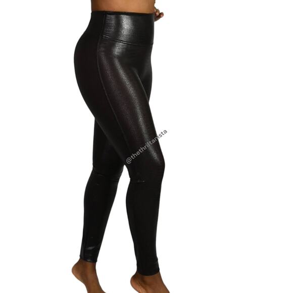 Spanx Croc Leggings Brown Faux Leather High Waist Shaping Slimming Size Small - Picture 9 of 12